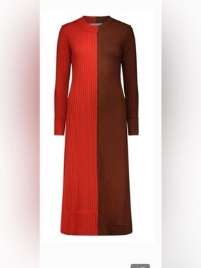Marina Moscone NWT size large Two-Tone Red and Brown Long Sleeve Knit Dress